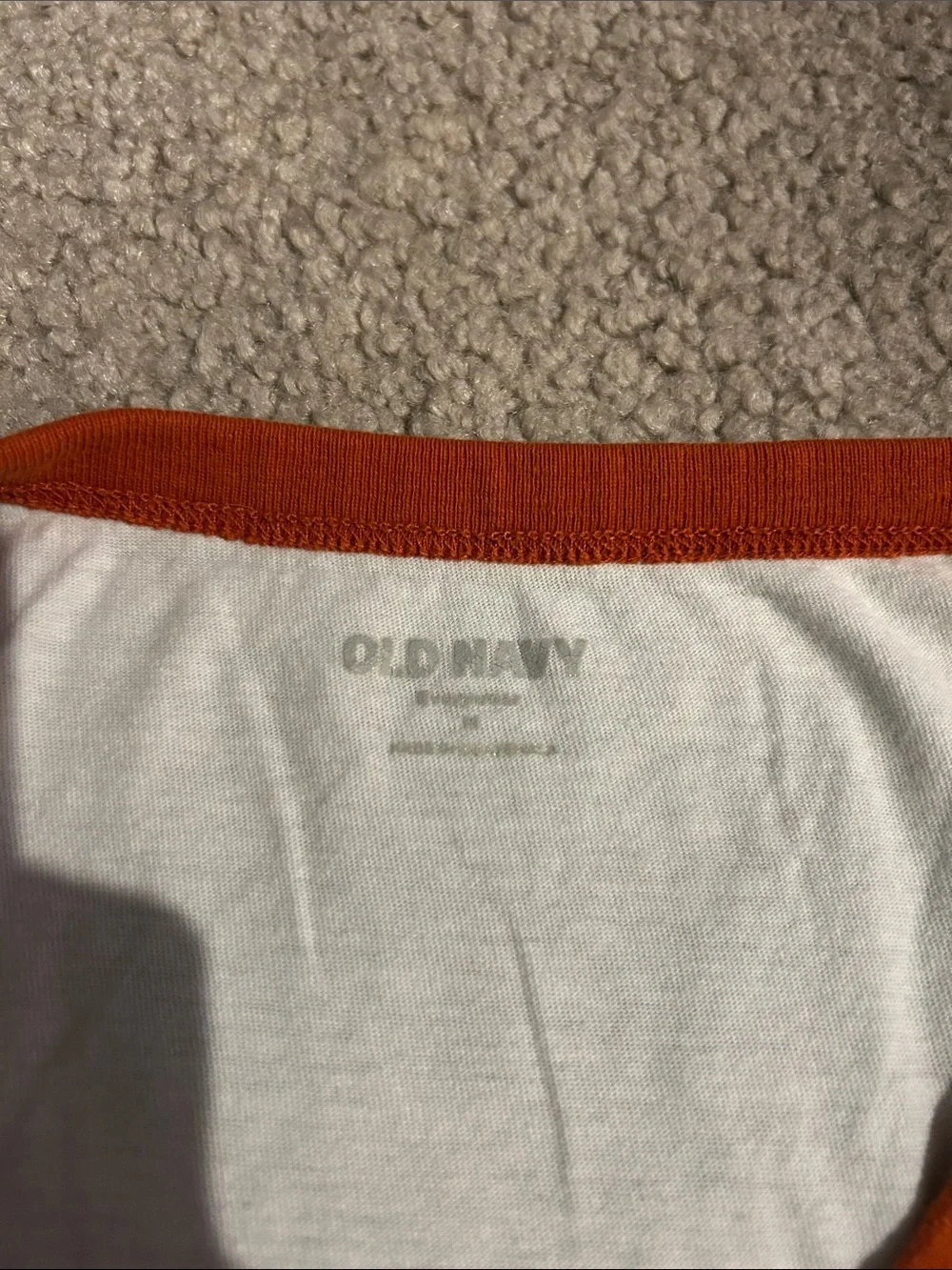 Old Navy White Ringer Tee with Orange Graphic